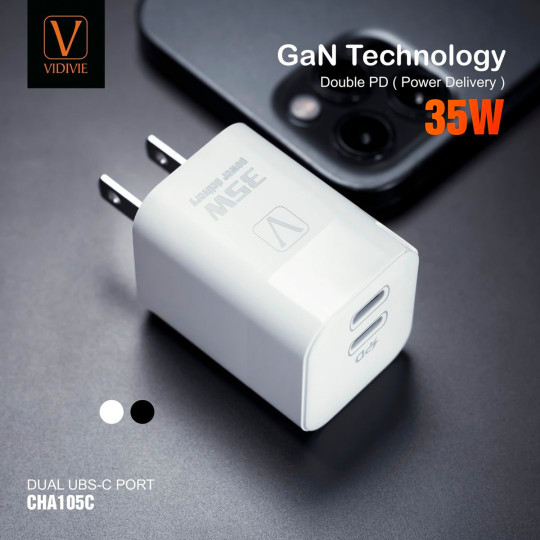 PD 35W charger Dual type-c port and compact charger GaN technology