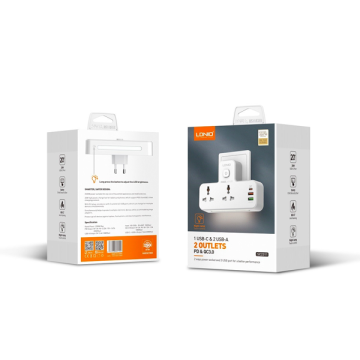 Power socket 1 USB-C & 2 USB with 2 outlets PD & QC3.0 LDNIO