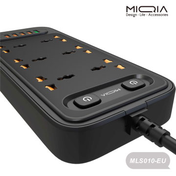 Power strip MLS010PD20 Universal PD20W Power Extension with USB Ports 2M Black US/EU/UK