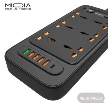 Power strip MLS010PD20 Universal PD20W Power Extension with USB Ports 2M Black US/EU/UK